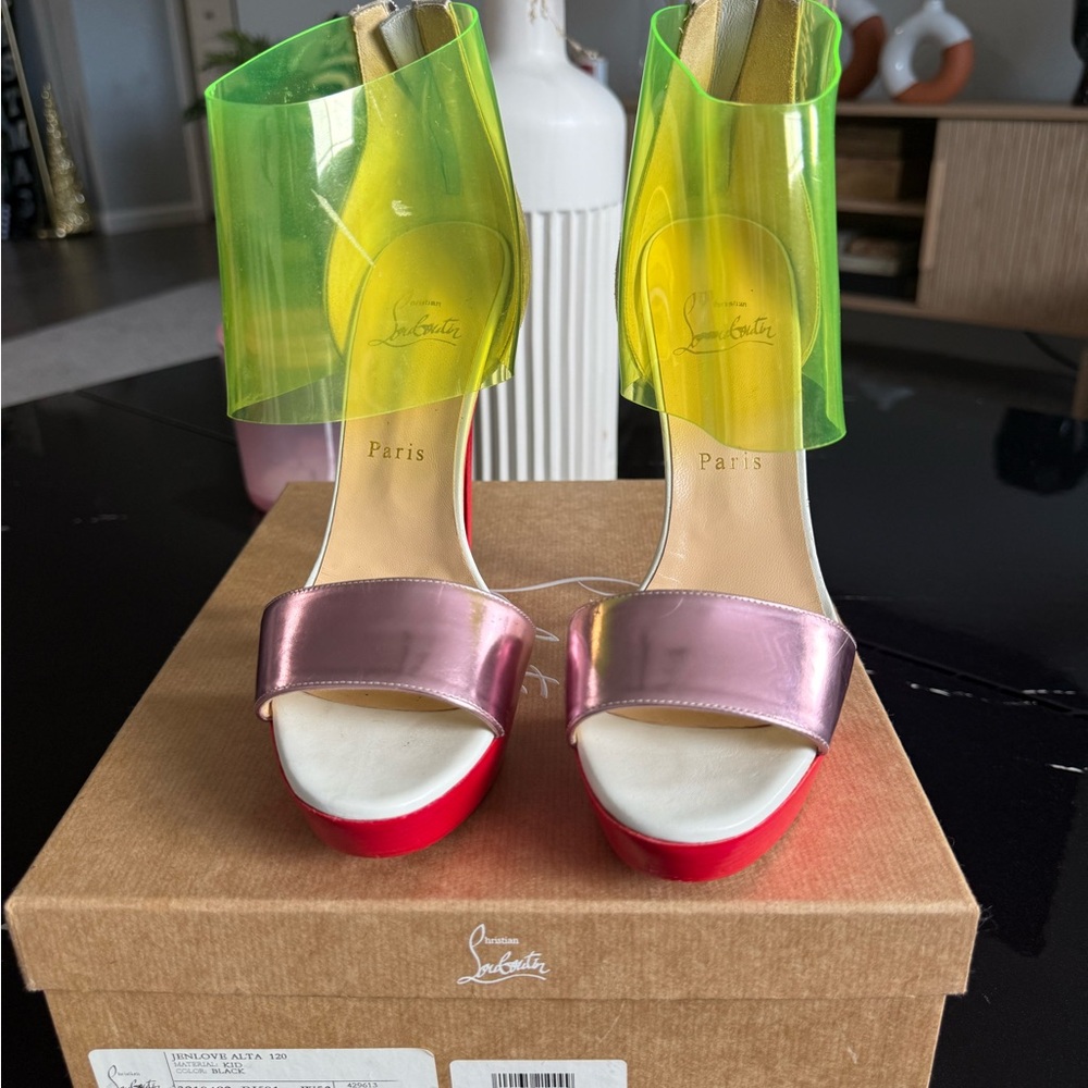 Christian Louboutin Pink and Yellow Heels